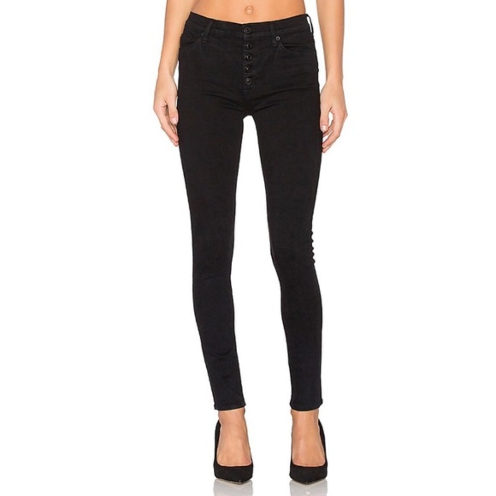 Hudson Exposed Button Black Denim